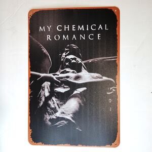 My Chemical Romance Tin Sign 12×8 Angel Statue Gothic Rock Metal Wall Decor